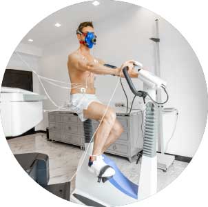 Man during eccentric cycling exercise