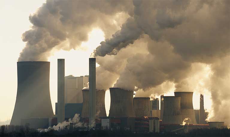 Smokestacks emitting air pollution
