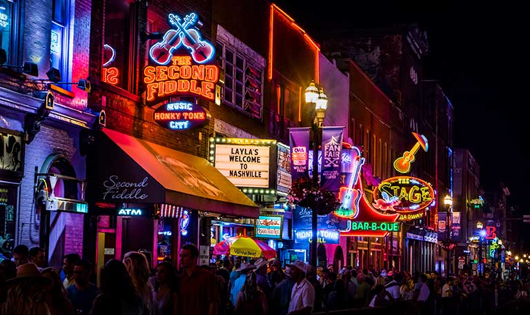 Nashville street at night