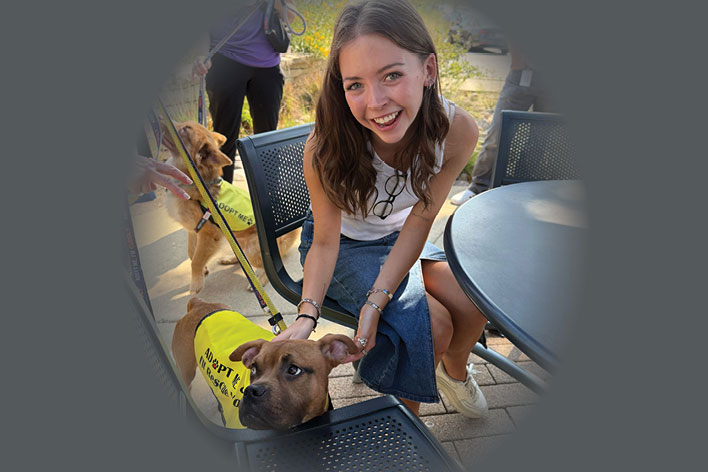 Staff enjoys a snuggle visit from local shelter dogs