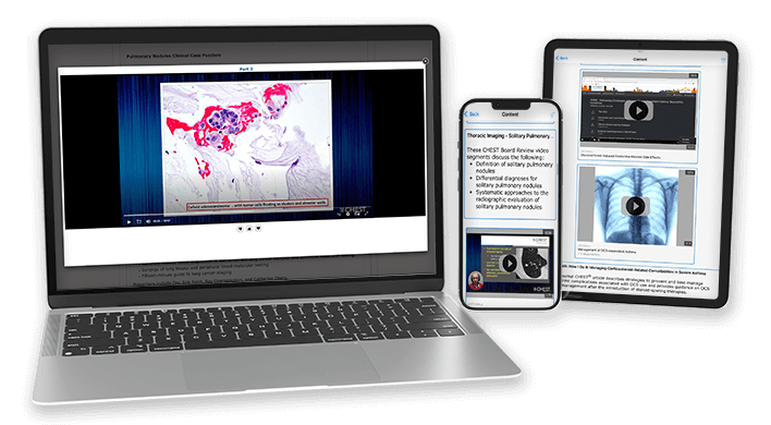 Digital devices showing screens of the CHEST Curriculum Pathways product