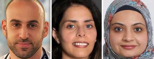 Headshots of Sami Hossri, MD; Samridhi Gulati, MD; Maria Azhar, MD 