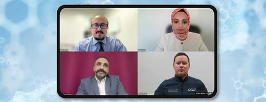 Diego J. Maselli Caceres, MD, FCCP, Maria Azhar, MD, FCCP, Farrukh Abbas, MD, FCCP, and Stephen Doyle, DO, MBA, FCCP on a call.