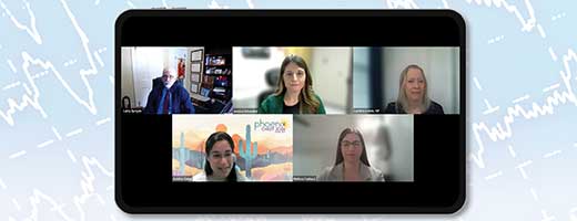 Screenshot of webinar speakers on a tablet