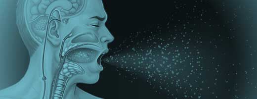 A graphic of a person coughing