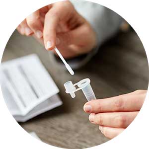 Person taking a multiplex polymerase chain reaction test
