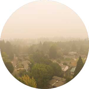 A residential neighborhood with poor air quality