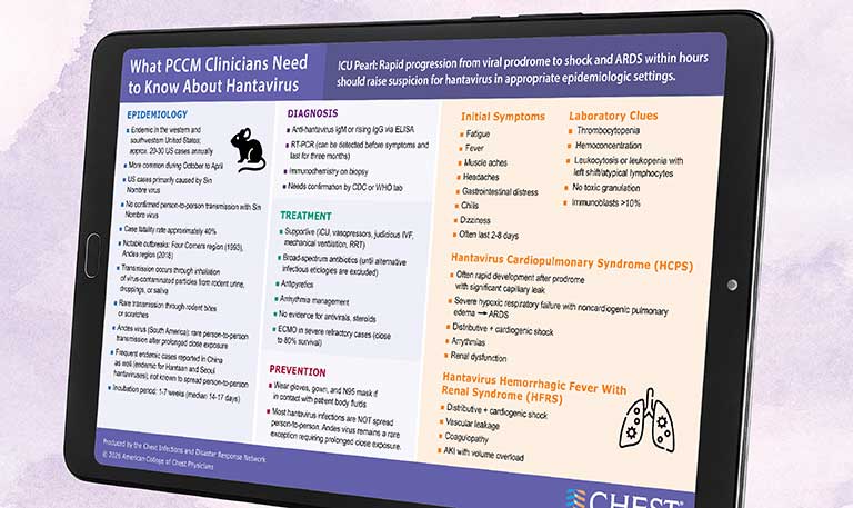 Hantavirus infographic displayed on a tablet screen